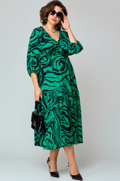 Платье EVA GRANT 7235 зелень_принт - фото 5