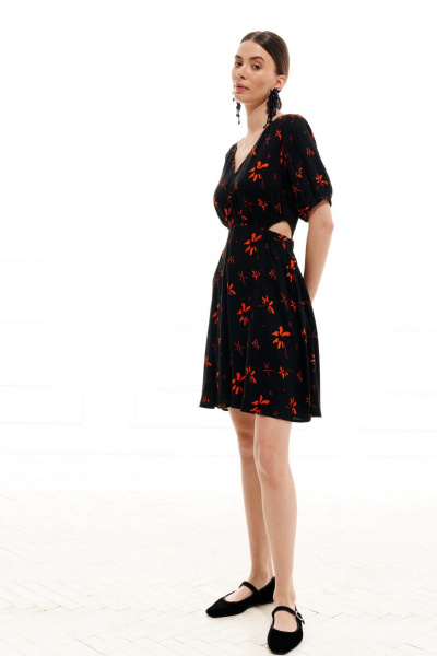 Платье ELLETTO LIFE 1018 черно-оранжевый - фото 12