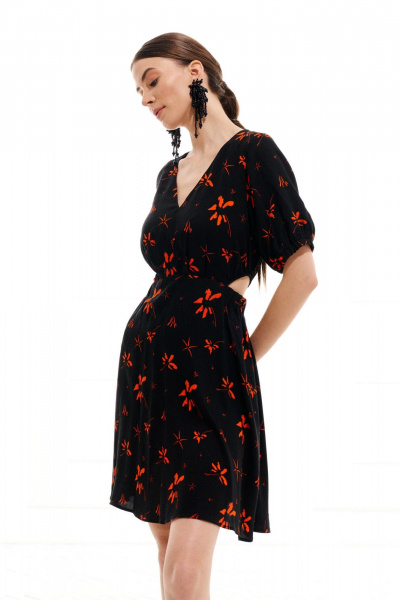 Платье ELLETTO LIFE 1018 черно-оранжевый - фото 11