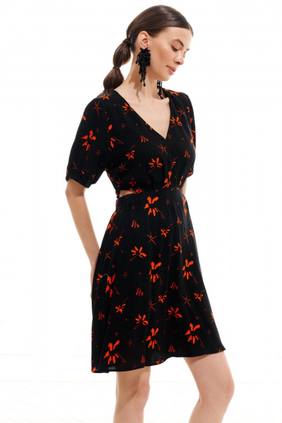 Платье ELLETTO LIFE 1018 черно-оранжевый - фото 2