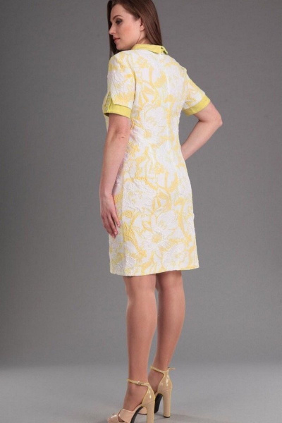 Платье Lady Style Classic 1063 бело-желтый - фото 2