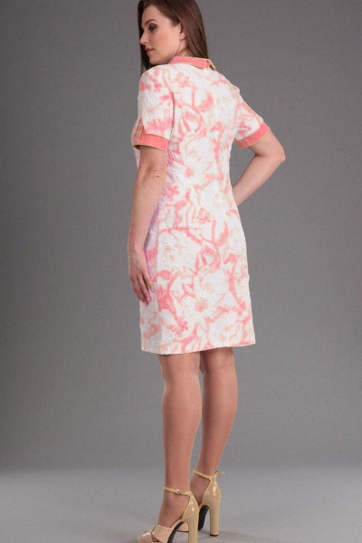 Платье Lady Style Classic 1063 бело-розовый - фото 2