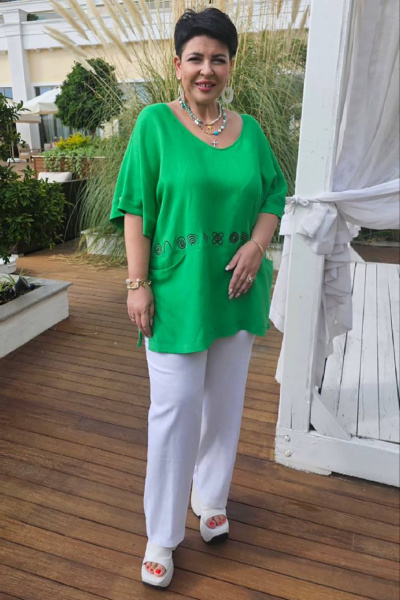 Блуза, брюки Vittoria Queen 20553 зеленый-белый - фото 7
