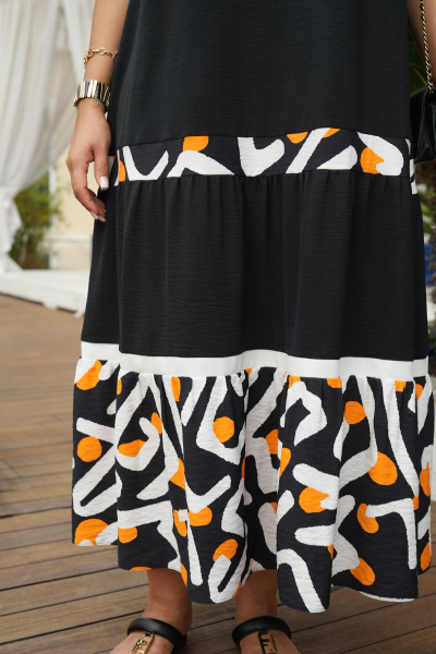 Платье Vittoria Queen 20813 черный-белый-оранжевый - фото 5