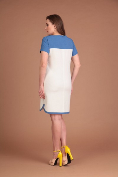 Платье Lady Style Classic 1104 белый+синий - фото 2