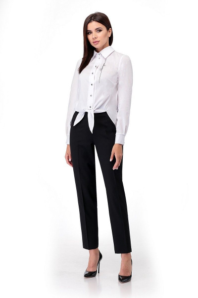 Блуза, брюки Мишель стиль 873 белый,черный - фото 1