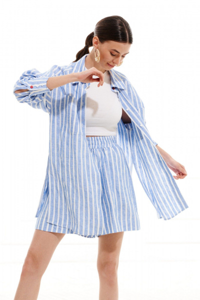 Блуза, шорты ELLETTO LIFE 5257 бело-голубой - фото 23