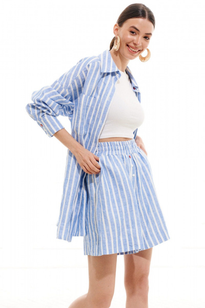 Блуза, шорты ELLETTO LIFE 5257 бело-голубой - фото 21