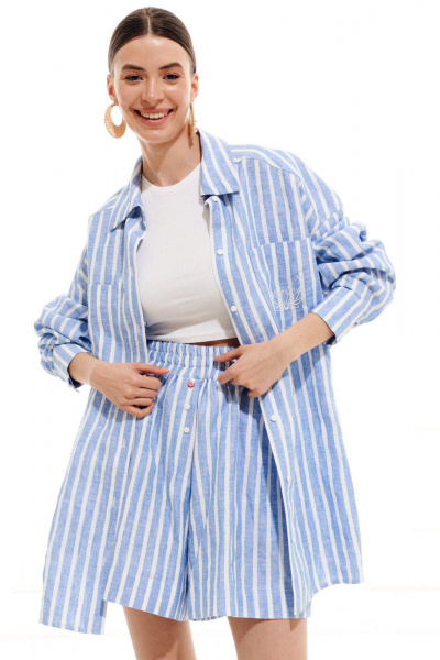 Блуза, шорты ELLETTO LIFE 5257 бело-голубой - фото 2