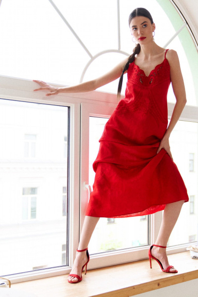 Платье ELLETTO LIFE 1022 красный - фото 4