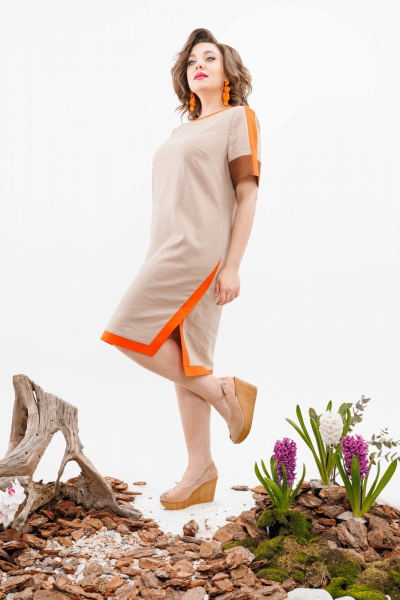 Платье Romanovich Style 1-2519 бежевый/оранжевый - фото 2