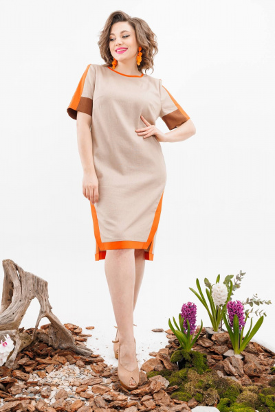 Платье Romanovich Style 1-2519 бежевый/оранжевый - фото 1