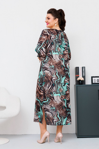 Платье Romanovich Style 1-2442 коричневый/бирюза - фото 7