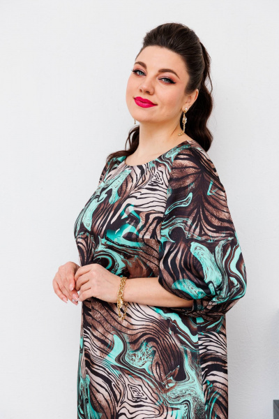Платье Romanovich Style 1-2442 коричневый/бирюза - фото 5