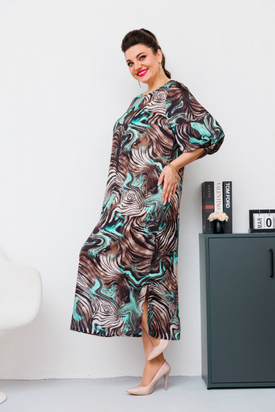 Платье Romanovich Style 1-2442 коричневый/бирюза - фото 4