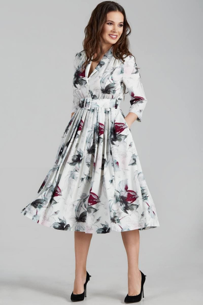 Платье Teffi Style L-1425 молочно-бордовый - фото 1