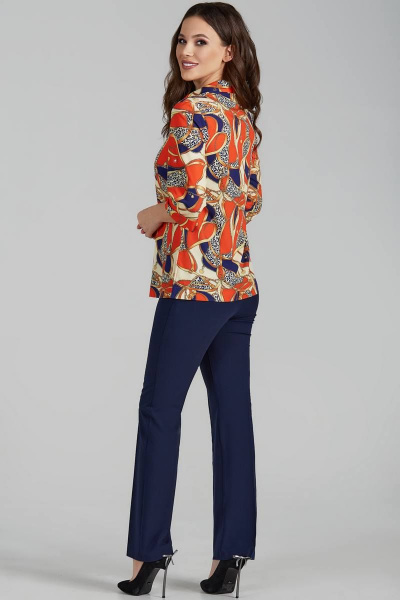 Блуза Teffi Style L-1419 оранжевый+цепи - фото 2