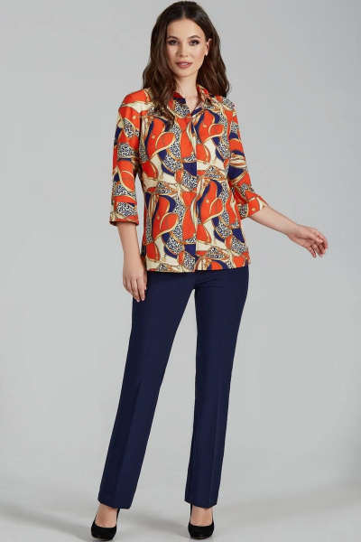 Блуза Teffi Style L-1419 оранжевый+цепи - фото 1