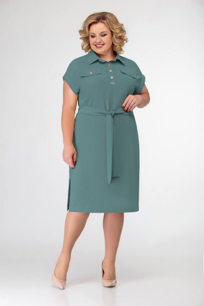 Платье Swallow 274 серо-зеленый - фото 1