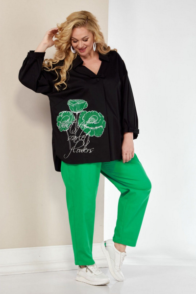 Блуза, брюки VIA-Mod 548 весенне-зеленый - фото 5