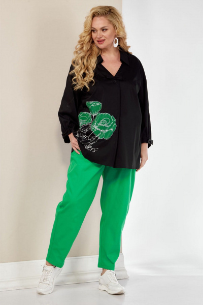 Блуза, брюки VIA-Mod 548 весенне-зеленый - фото 1