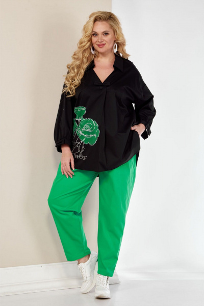 Блуза, брюки VIA-Mod 548 весенне-зеленый - фото 3