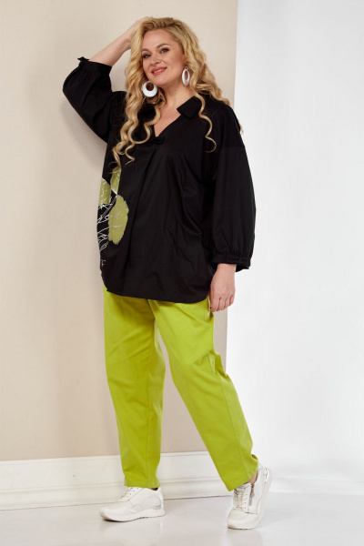 Блуза, брюки VIA-Mod 548 олива - фото 3