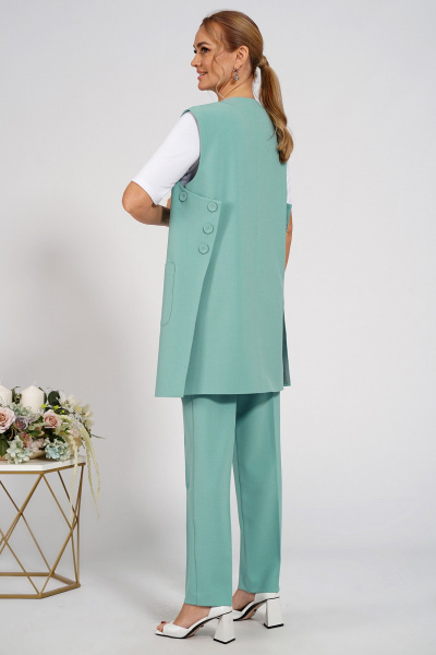 Блуза, брюки, жилет Alani Collection 2067 бирюза - фото 4