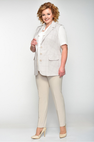 Блуза, брюки, жилет GALEREJA 549 молочный+бежевый - фото 1