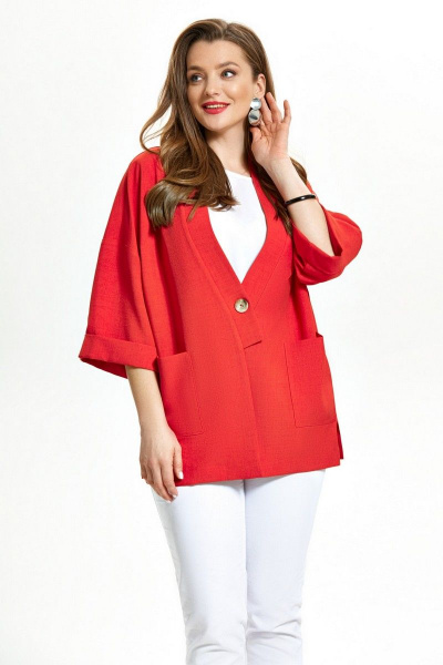 Блуза, брюки, жакет TEZA 886 красный-белый - фото 1