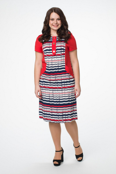 Платье Melissena 805 красный-белый-синий - фото 1