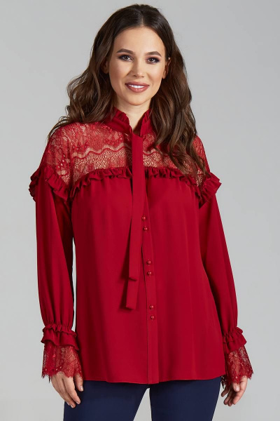 Блуза Teffi Style L-1473 бордо - фото 1