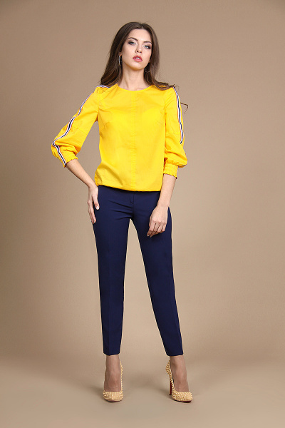 Блуза, брюки Alani Collection 718 желтый+темно-синий - фото 1