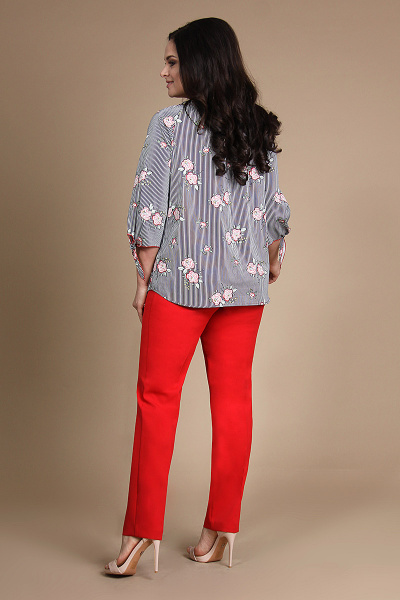 Блуза, брюки Alani Collection 736 красный+темно-синий - фото 2