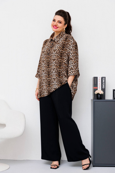 Блуза, брюки, жилет Romanovich Style 3-2510 черный/леопард - фото 5