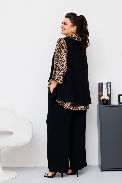 Блуза, брюки, жилет Romanovich Style 3-2510 черный/леопард - фото 3