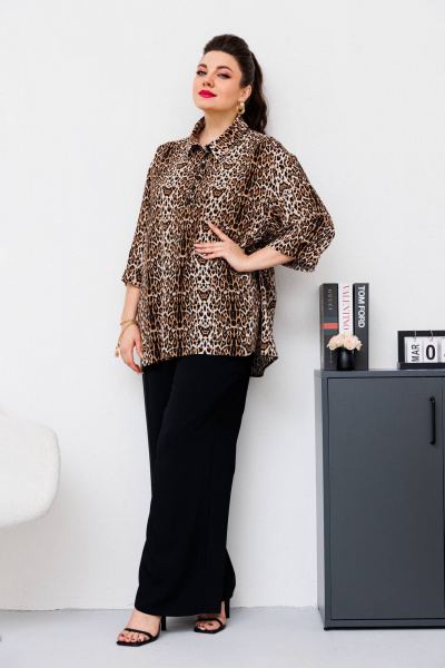 Блуза, брюки, жилет Romanovich Style 3-2510 черный/леопард - фото 4