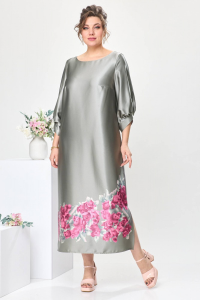 Платье Romanovich Style 1-2442 серый/цветы - фото 3