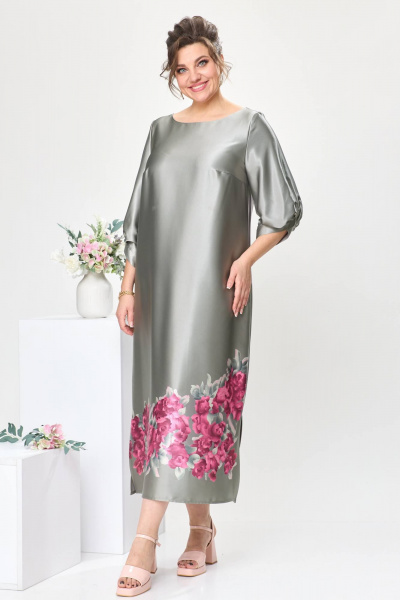 Платье Romanovich Style 1-2442 серый/цветы - фото 2