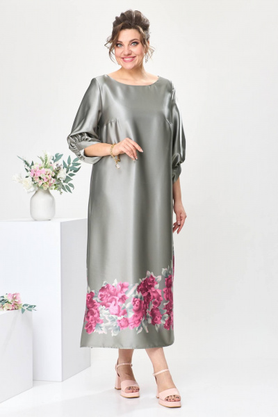 Платье Romanovich Style 1-2442 серый/цветы - фото 1
