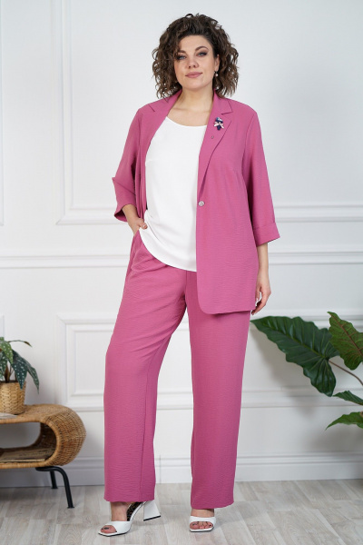 Блуза, брюки, жакет Alani Collection 2100 розовый - фото 5