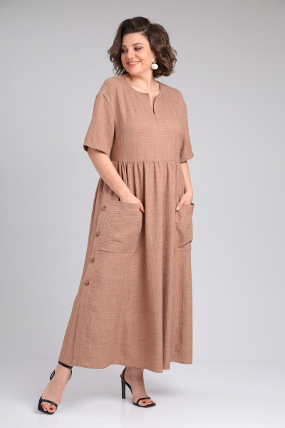 Платье ANASTASIA MAK 1173 коричневый - фото 1