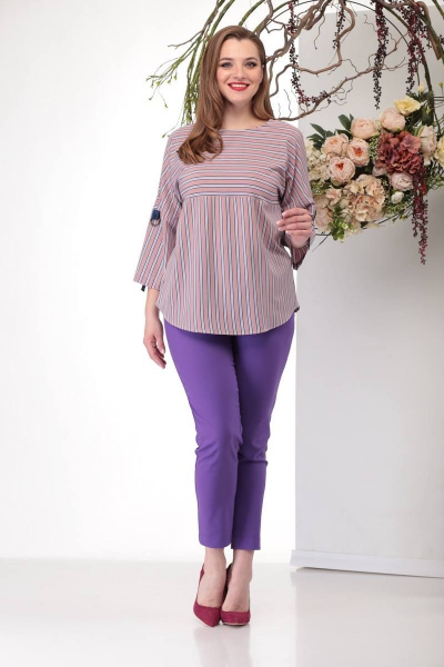 Блуза, брюки Michel chic 1179 розовый-фиолетовый - фото 4