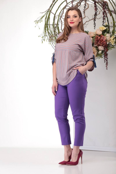 Блуза, брюки Michel chic 1179 розовый-фиолетовый - фото 2