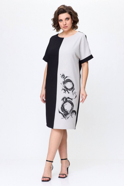 Платье LadisLine 1495 натуральный+черный - фото 3