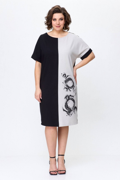 Платье LadisLine 1495 натуральный+черный - фото 1
