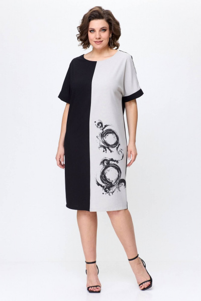Платье LadisLine 1495 натуральный+черный - фото 2