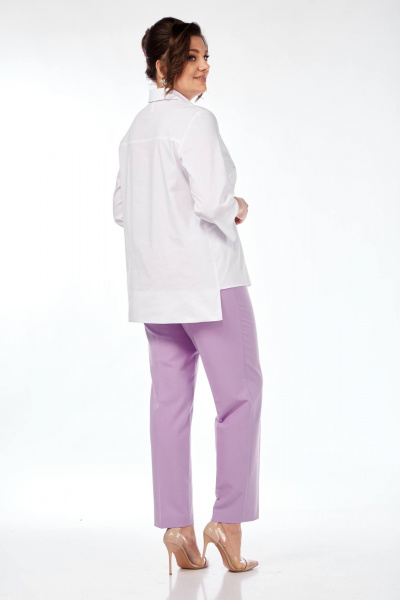 Блуза, брюки Vilena 954 белый+лаванда - фото 8