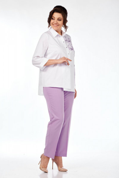 Блуза, брюки Vilena 954 белый+лаванда - фото 5