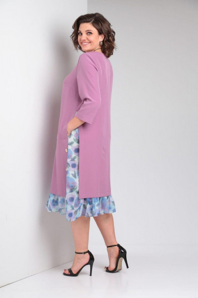 Платье Милора-стиль 758 розовый+голубой - фото 2